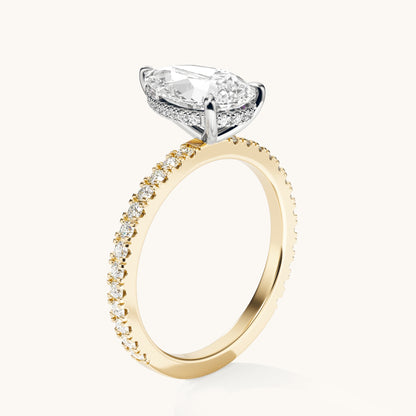 Pear Lab Diamond Engagement Ring with Signature Setting