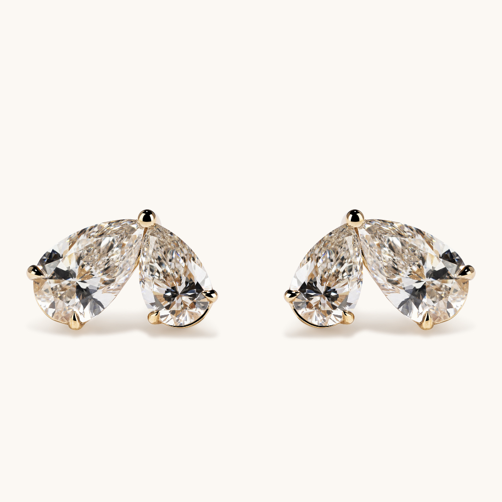 Pear Diamond Toi et Moi Stud Earrings