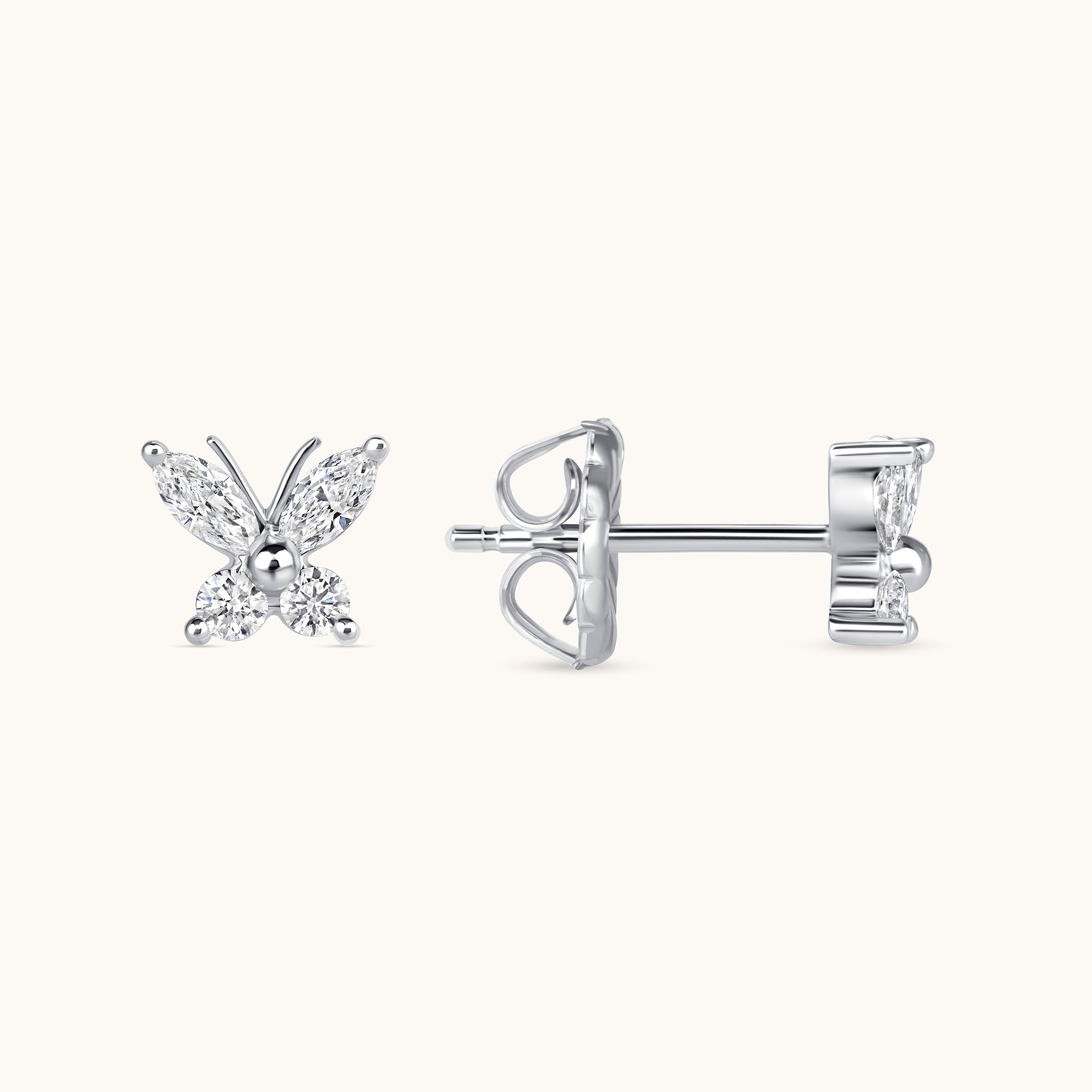 Petite Butterfly Diamond Stud Earrings - Happy Jewelers Fine Jewelry Lifetime Warranty