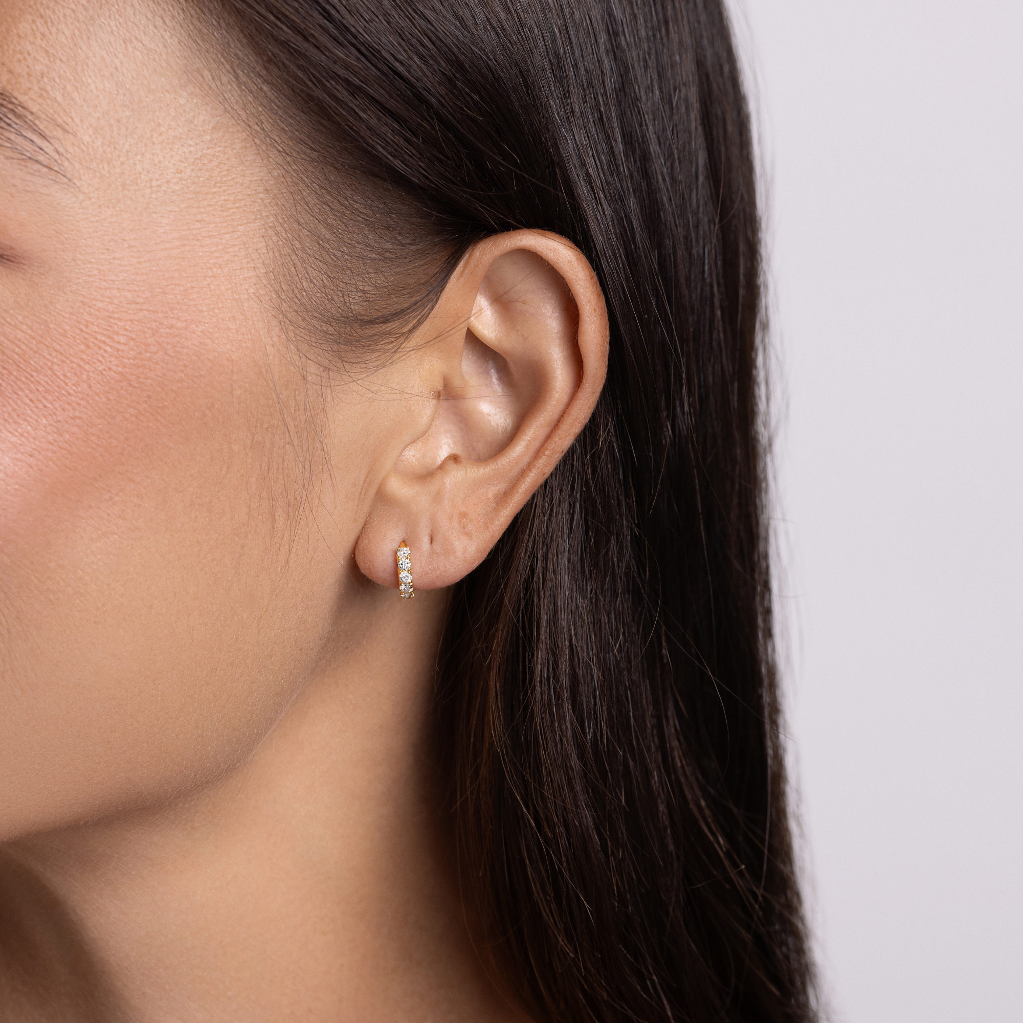 Petite Diamond Huggie Hoops - Happy Jewelers Fine Jewelry Lifetime Warranty