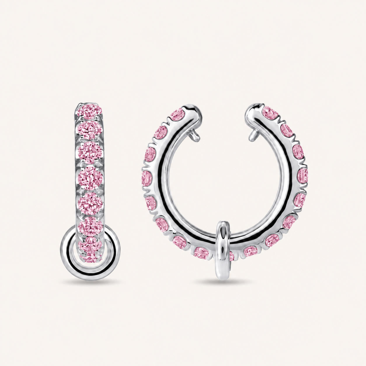 White Gold Pink Sapphire Ringlet Ear Cuff