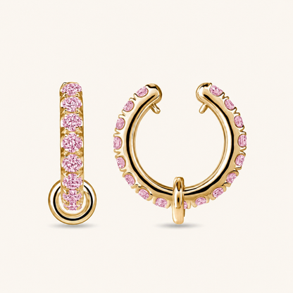 Yellow Gold Pink Sapphire Ringlet Ear Cuff