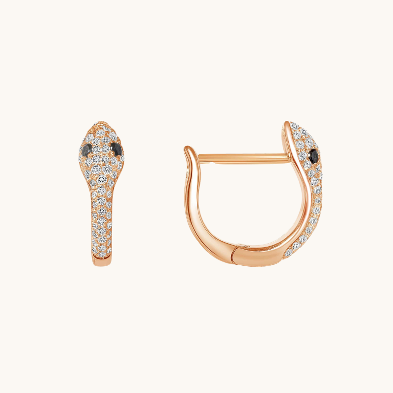 Diamond Snake Huggie Earrings