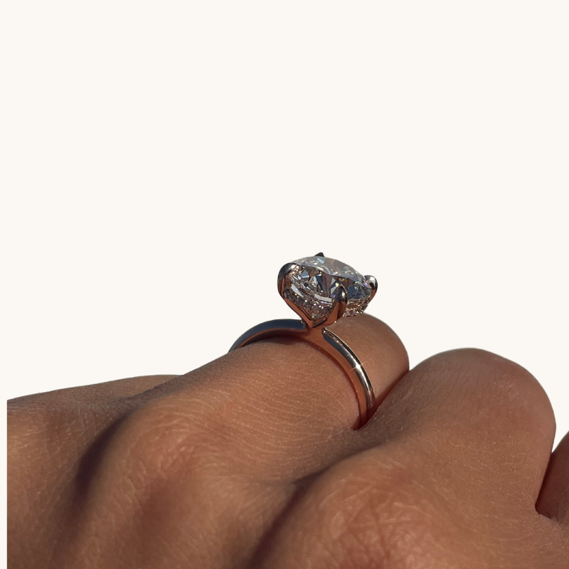 3.70 Round Lab Diamond Engagement Ring with Hidden Halo