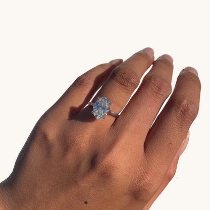 3.13 Oval Lab Diamond Engagement Ring with Hidden Halo - Happy Jewelers Fine Jewelry Lifetime Warranty