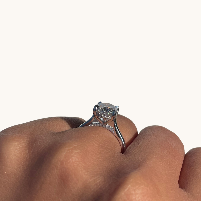 3.13 Oval Lab Diamond Engagement Ring with Hidden Halo