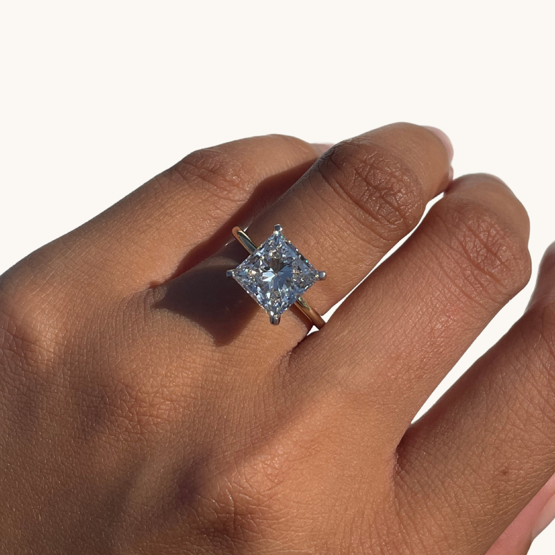 3.85 Princess Lab Diamond Engagement Ring