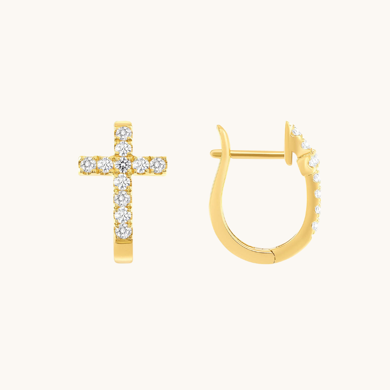 Cross Huggie Earrings