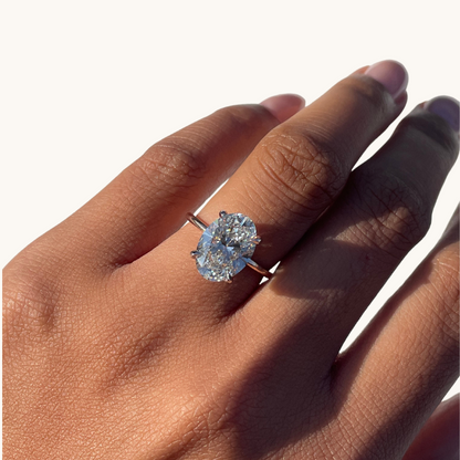 3.86 Oval Lab Diamond Engagement Ring with Hidden Halo - Happy Jewelers Fine Jewelry Lifetime Warranty