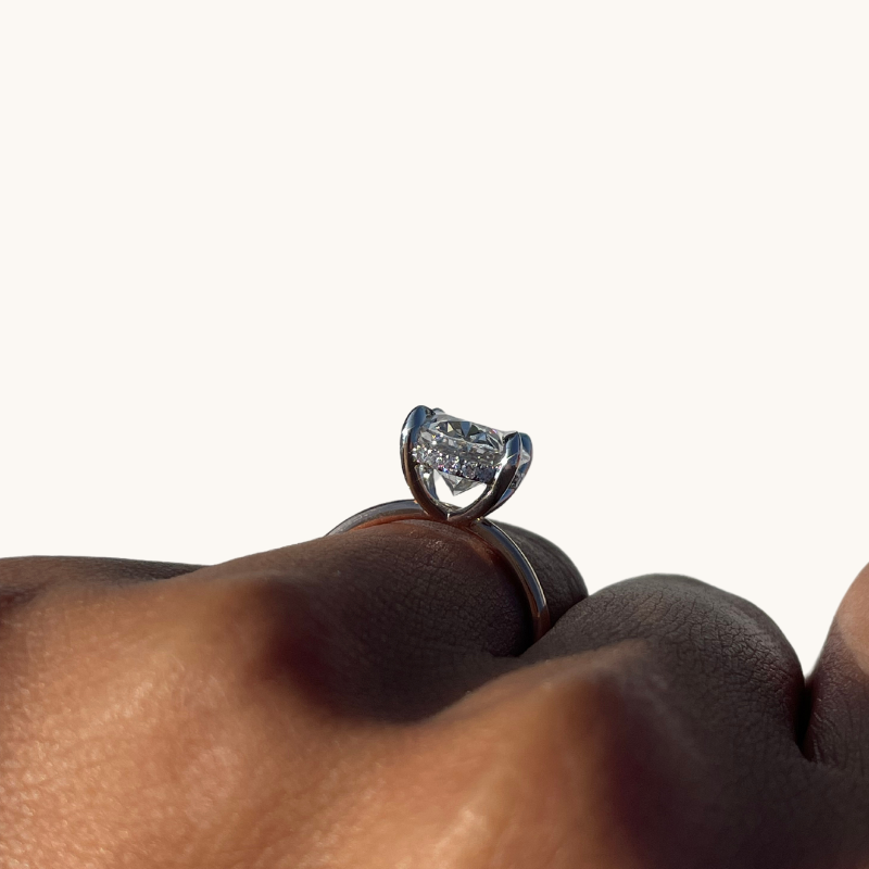 3.86 Oval Lab Diamond Engagement Ring with Hidden Halo - Happy Jewelers Fine Jewelry Lifetime Warranty