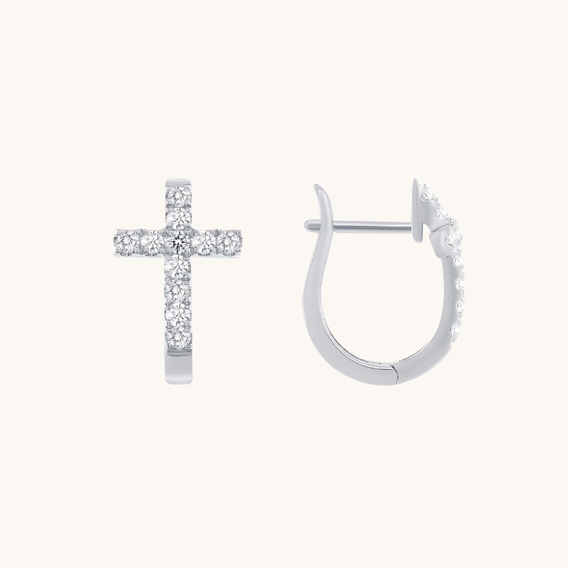 Cross Huggie Earrings