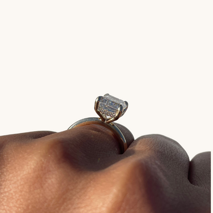 4.51 Emerald Lab Diamond Engagement Ring with Hidden Halo - Happy Jewelers Fine Jewelry Lifetime Warranty