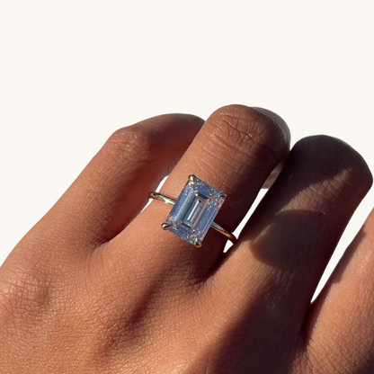 4.51 Emerald Lab Diamond Engagement Ring with Hidden Halo - Happy Jewelers Fine Jewelry Lifetime Warranty