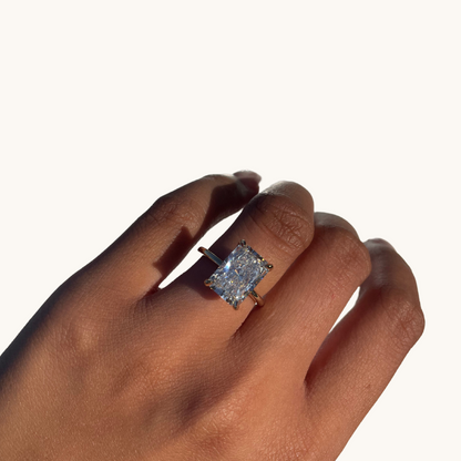 5.01 Radiant Lab Diamond Engagement Ring with Hidden Halo - Happy Jewelers Fine Jewelry Lifetime Warranty