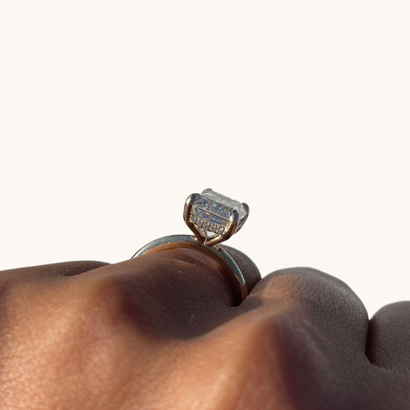 5.01 Radiant Lab Diamond Engagement Ring with Hidden Halo - Happy Jewelers Fine Jewelry Lifetime Warranty