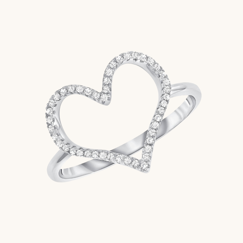 Open Heart Diamond Ring