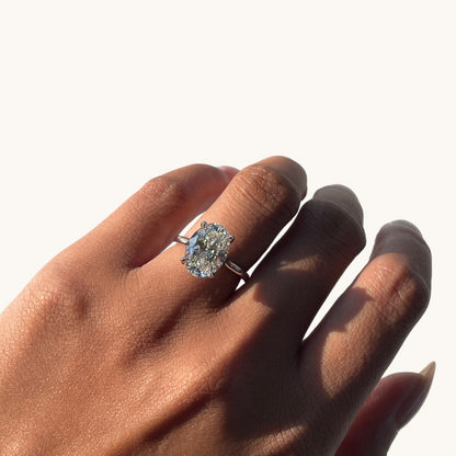 4.14 Oval Lab Diamond Engagement Ring with Hidden Halo - Happy Jewelers Fine Jewelry Lifetime Warranty