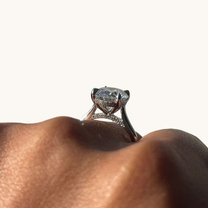 4.14 Oval Lab Diamond Engagement Ring with Hidden Halo - Happy Jewelers Fine Jewelry Lifetime Warranty