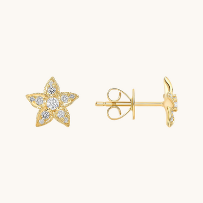 Star Flower Diamond Stud Earrings - Happy Jewelers Fine Jewelry Lifetime Warranty