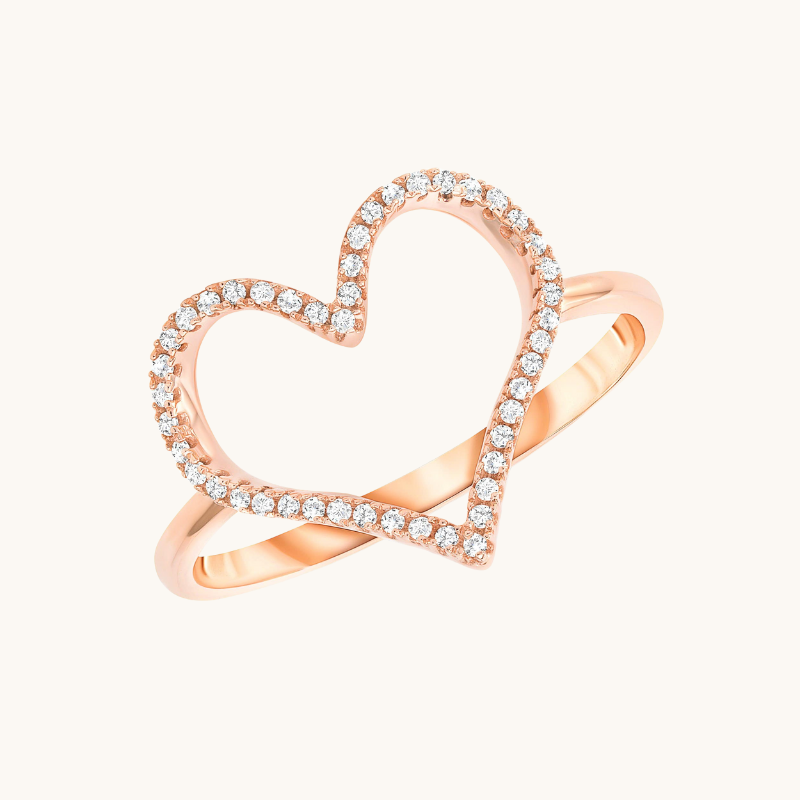 Open Heart Diamond Ring