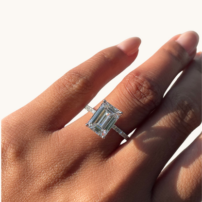 2.98 Emerald Lab Diamond Engagement Ring with Hidden Halo - Happy Jewelers Fine Jewelry Lifetime Warranty