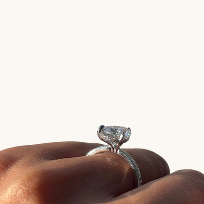 3.21 Pear Lab Diamond Engagement Ring with Hidden Halo - Happy Jewelers Fine Jewelry Lifetime Warranty