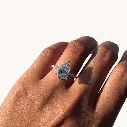 3.21 Pear Lab Diamond Engagement Ring with Hidden Halo - Happy Jewelers Fine Jewelry Lifetime Warranty