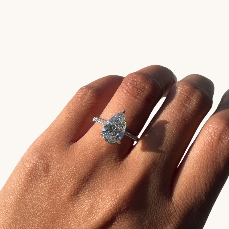 3.21 Pear Lab Diamond Engagement Ring with Hidden Halo - Happy Jewelers Fine Jewelry Lifetime Warranty