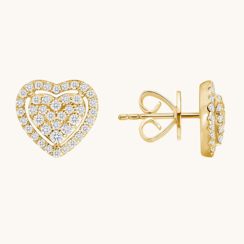 Diamond Heart Halo Earrings