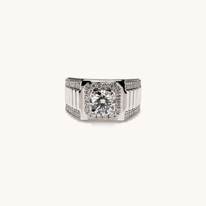 1.59 Round Brilliant Cut Lab Diamond Men's Ring