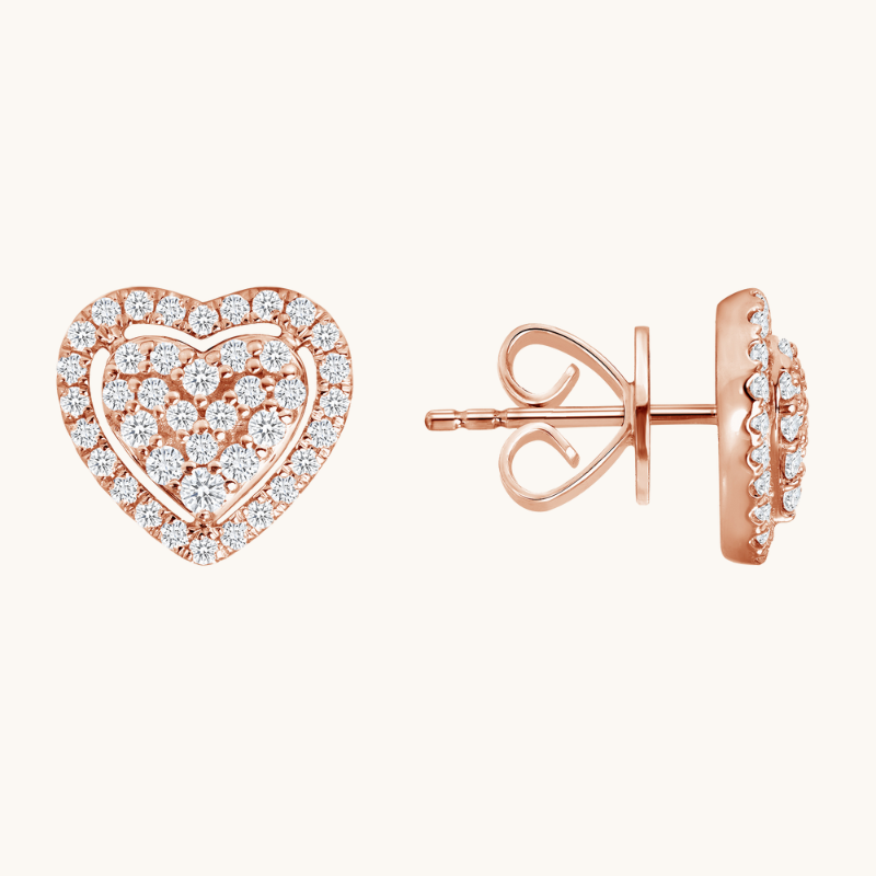 Diamond Heart Halo Earrings