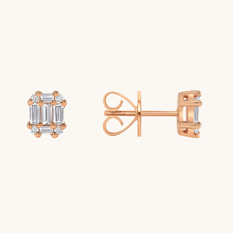 Baguette Stud Illusion Earrings