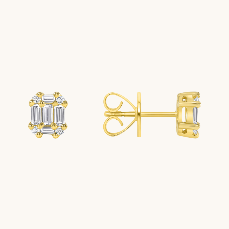 Baguette Stud Illusion Earrings