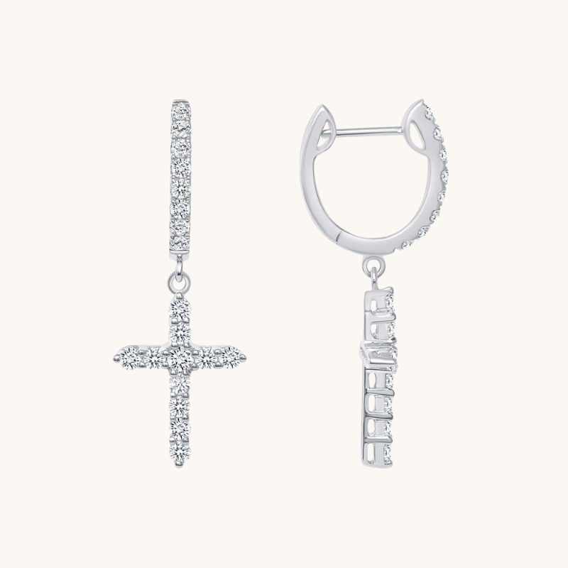 Diamond Cross Earrings