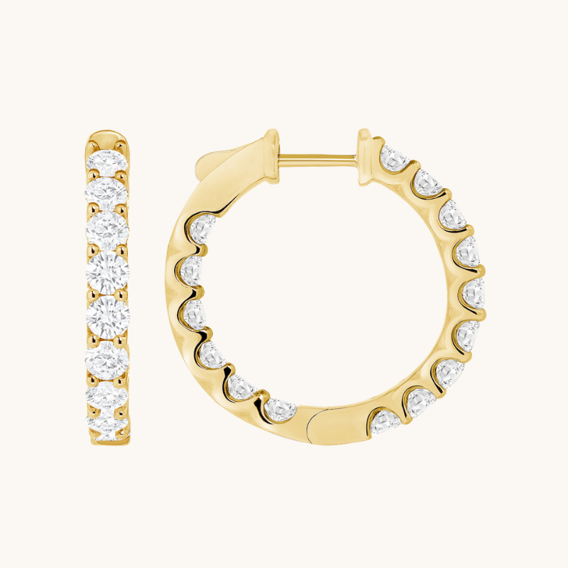 3.00 Carat U-Prong Diamond Hoop Earrings