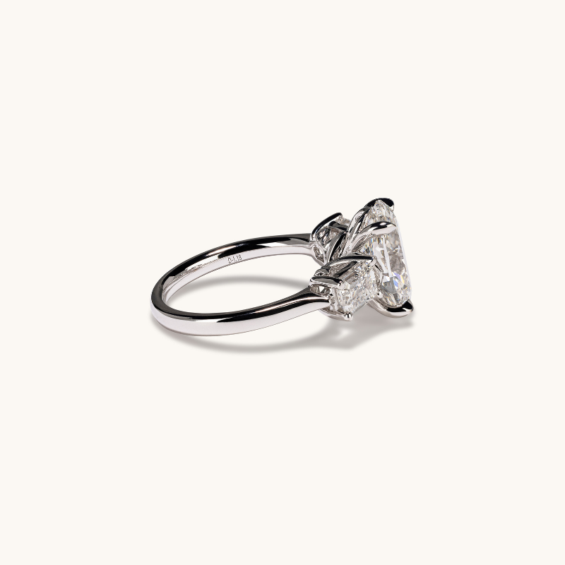 4.01 Oval Lab Diamond 3-Stone Engagement Ring