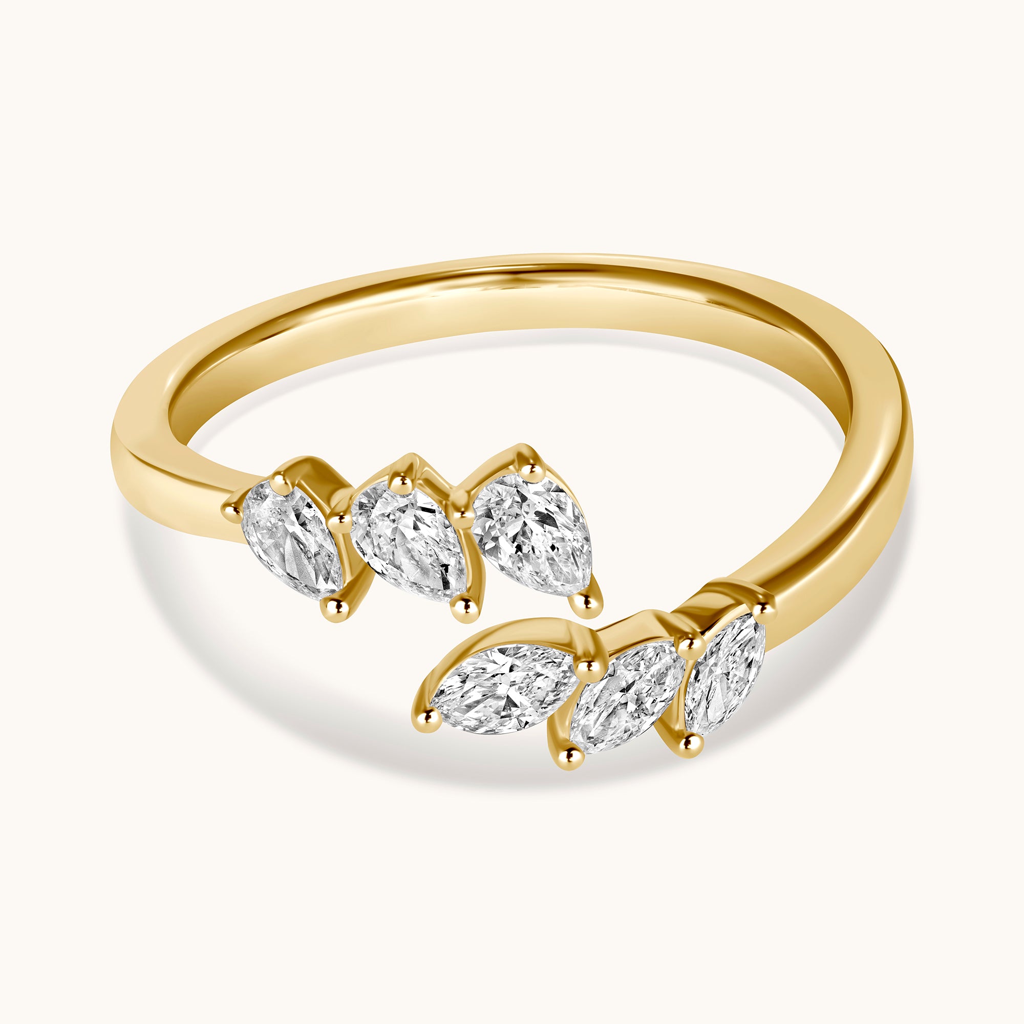 Slanted Multi-Diamond Open Cocktail Ring – Happy Jewelers