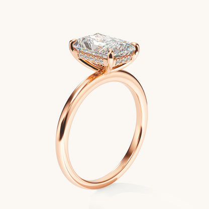 Radiant Lab Diamond Solitaire Engagement Ring with Hidden Halo - Happy Jewelers Fine Jewelry Lifetime Warranty