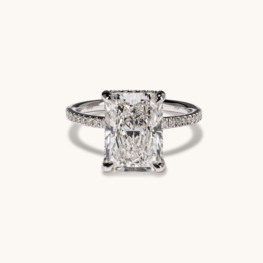 Radiant Lab Diamond Engagement Ring with Signature Setting