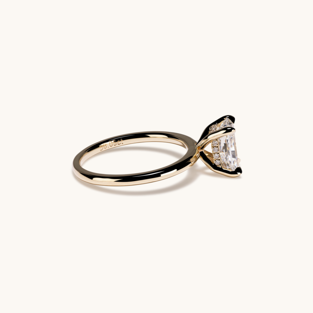 1.54 Radiant Lab Diamond Engagement Ring with Hidden Halo