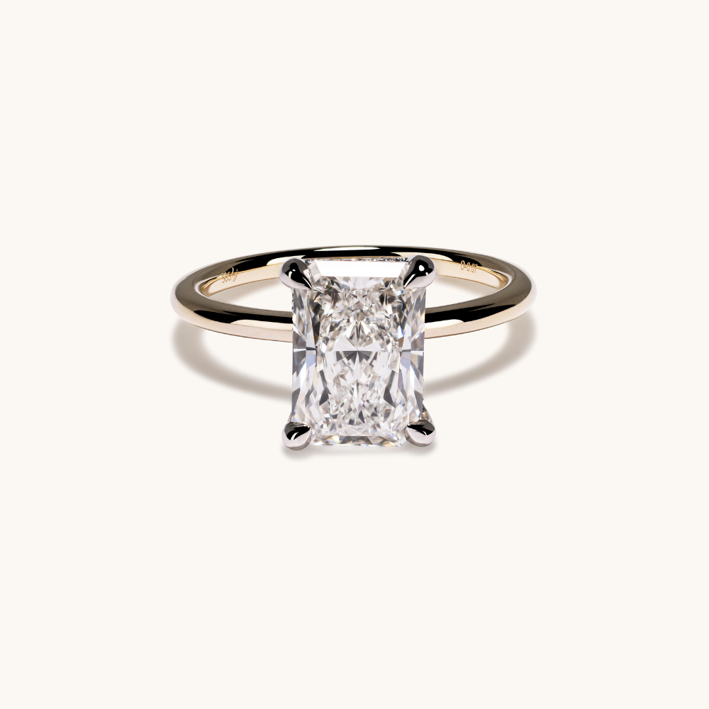 2.60 Radiant Lab Diamond Engagement Ring with Hidden Halo