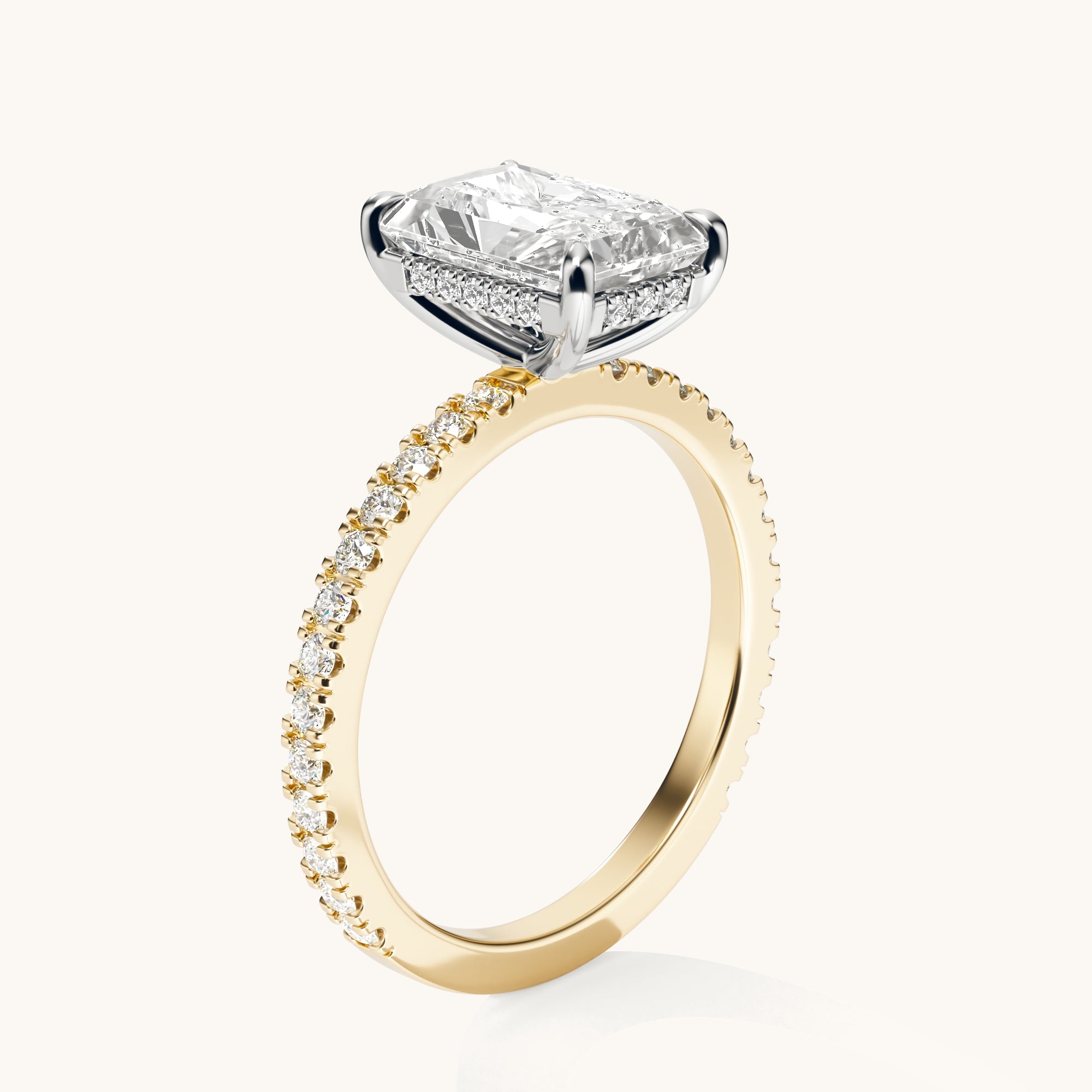 Radiant Lab Diamond Engagement Ring with Signature Setting