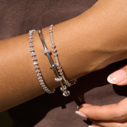 White Gold Ringlet Bangle Bracelet On Figure