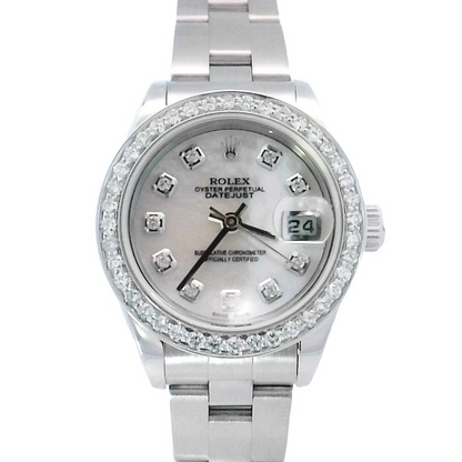 Rolex DateJust Stainless Steel 26mm Custom White MOP Diamond Dial Watch | Ref# 79160 - Happy Jewelers Fine Jewelry Lifetime Warranty