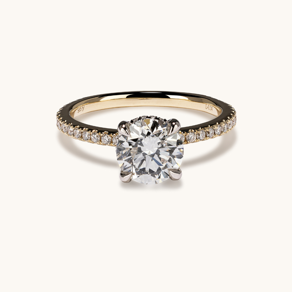 Round Lab Diamond Engagement Ring with Signature Setting