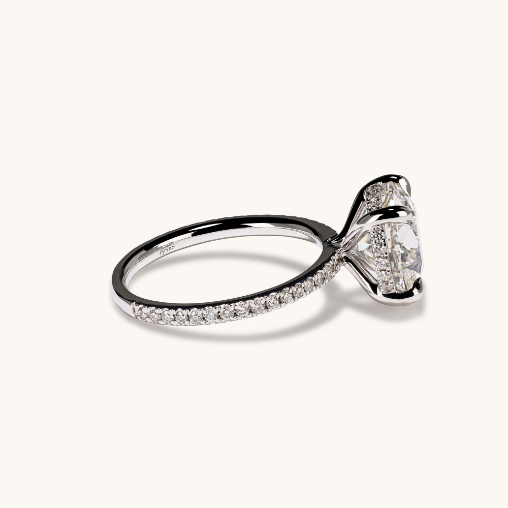 Round Lab Diamond Engagement Ring with Signature Setting