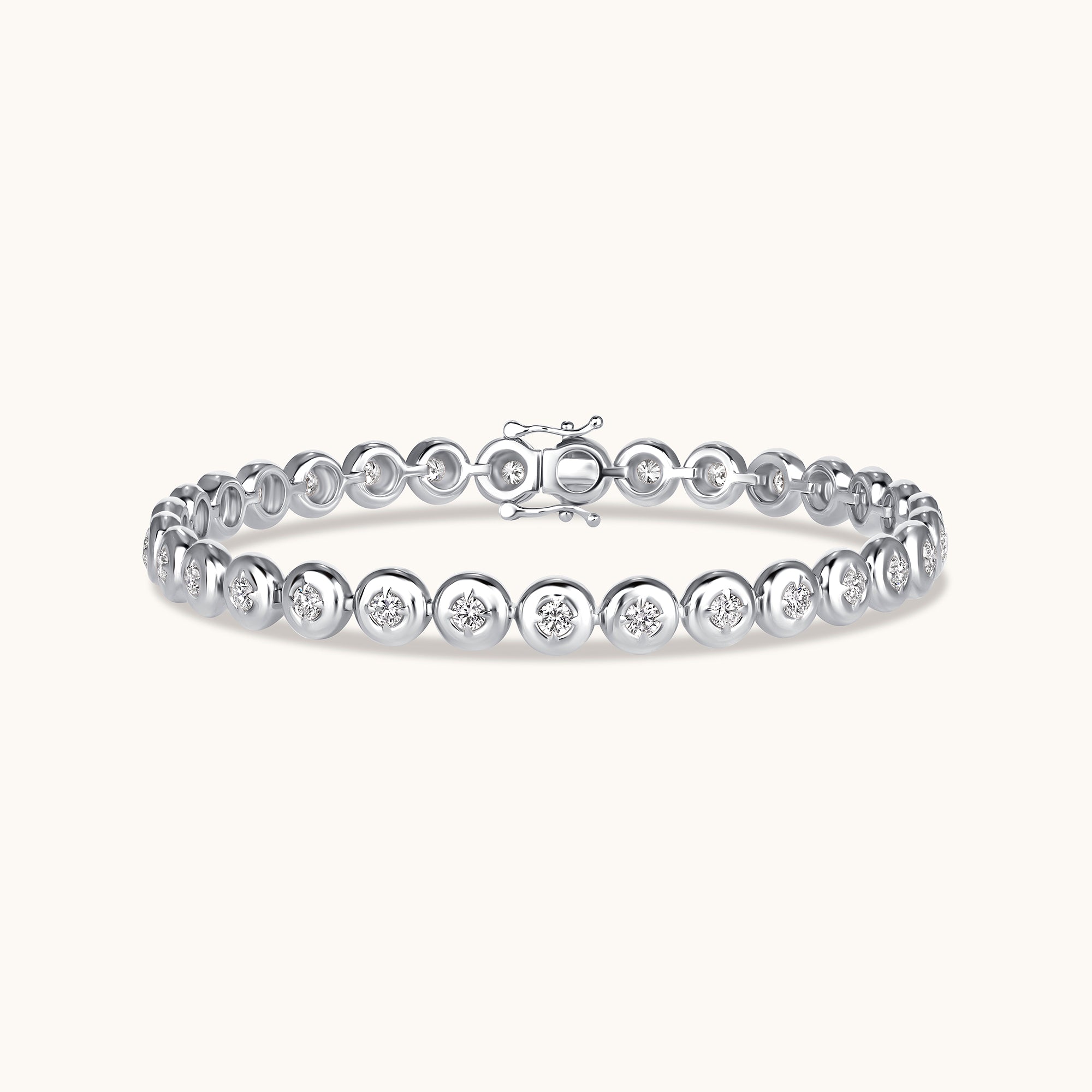 Round Lab Diamond Bubble Bezel Tennis Bracelet - Happy Jewelers Fine Jewelry Lifetime Warranty