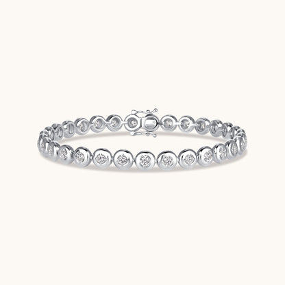 Round Lab Diamond Bubble Bezel Tennis Bracelet - Happy Jewelers Fine Jewelry Lifetime Warranty
