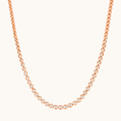 Round Lab Diamond Bubble Bezel Tennis Necklace - Happy Jewelers Fine Jewelry Lifetime Warranty
