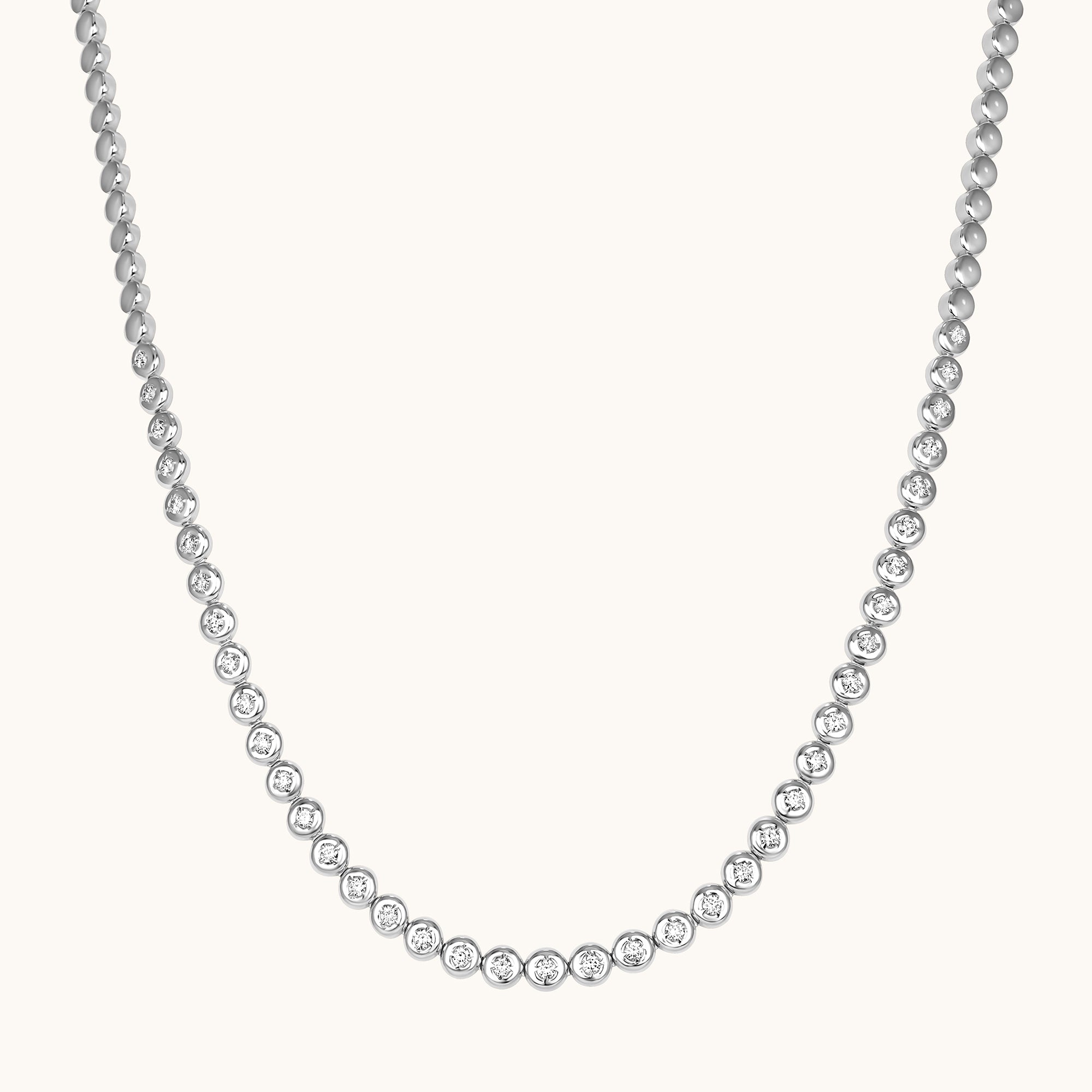 Round Lab Diamond Bubble Bezel Tennis Necklace - Happy Jewelers Fine Jewelry Lifetime Warranty